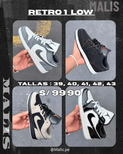 Retro 1 Low estilo Jordan, referencia MALIS-007