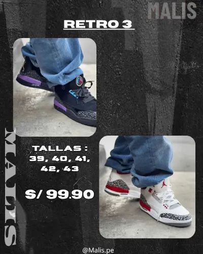 Retro 3 estilo Jordan, referencia MALIS-017